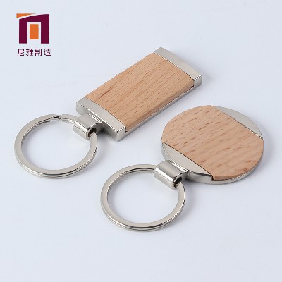 Wooden keychain manufacturer wholesale production company gift logo square wood personalized keychain