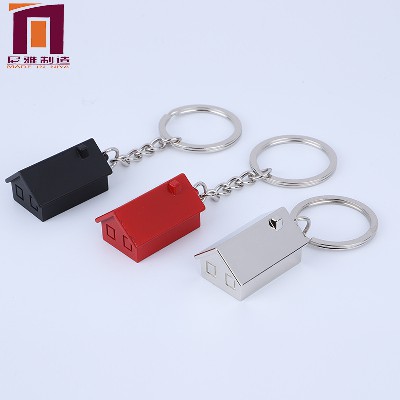 3D house keychain metal pendant keychain small gift laser logo processing