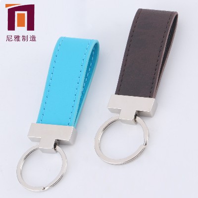 New Leather Metal Keychain Automotive Accessories Creative Gift Keychain LOGO Processing and Printing
