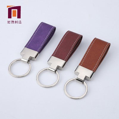New Business Leather Metal Keychain PU Keychain Metal Leather Keychain Accessories Leather Keychain
