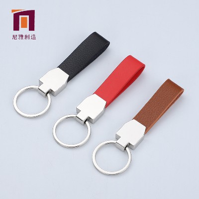 Keychain Zinc Alloy Metal Leather Creative Promotion Hanger Support Logo Processing Advertising Gift Keychain