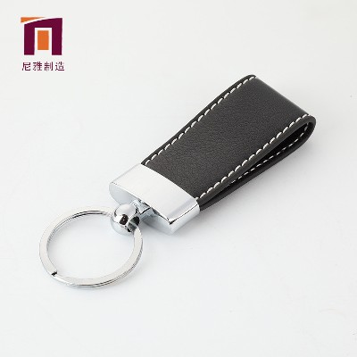 Manufacturer's leather car keychain creative handmade leather keychain logo leather keychain key strap
