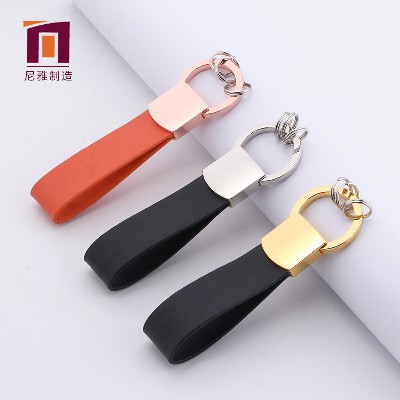 Supply Leather Keychain Creative Men's Leather Keychain Classic Business Gift Leather Keychain