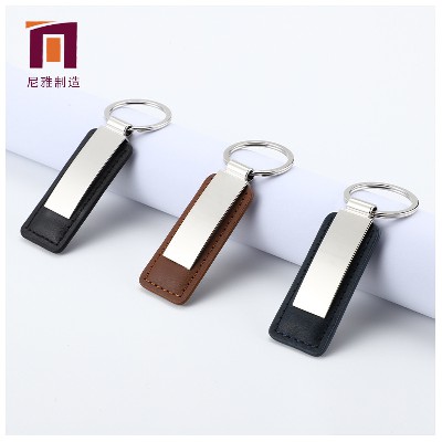 PU leather keychain car logo promotional gift wholesale zinc alloy clip color leather keychain free logo printing