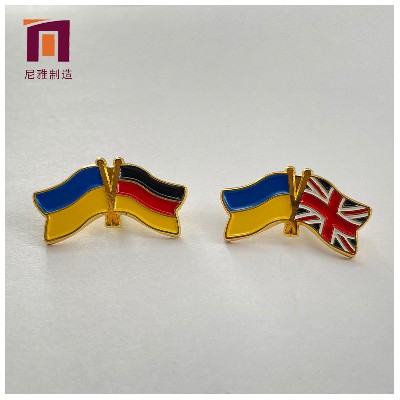 Wholesale of Double National Flag Emblems, Small Flag Metal Emblems, Baking Paint, Dropping Glue, Imitation Enamel Craft, National Flag Badges by Manufacturers