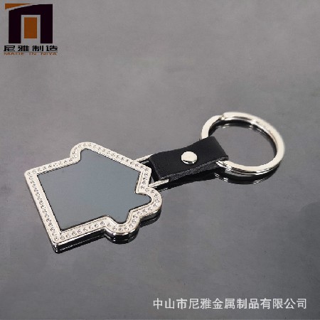 房子金属钥匙扣 广告创意礼品 皮款房子钥匙扣金属钥匙扣LOGO加工
