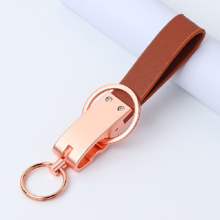 Creative Metal Leather Keychain Zinc Alloy Leather Keychain Exhibition and Sales Advertising Leather Decoration Gift Logo Processing