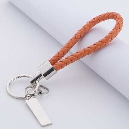 High grade metal leather rope keychain creative pure hand woven leather rope male and female keychain leather keychain