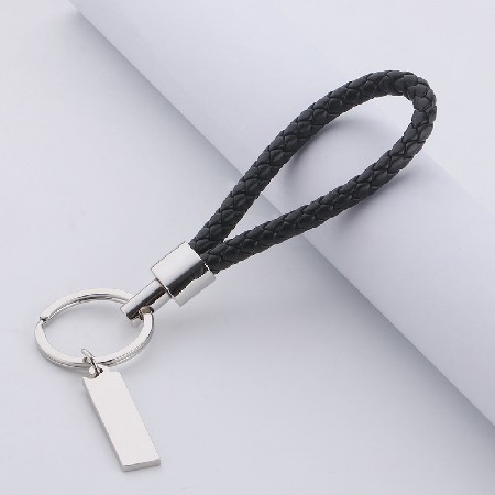 High grade metal leather rope keychain creative pure hand woven leather rope male and female keychain leather keychain