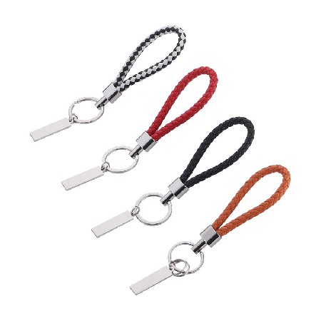 High grade metal leather rope keychain creative pure hand woven leather rope male and female keychain leather keychain