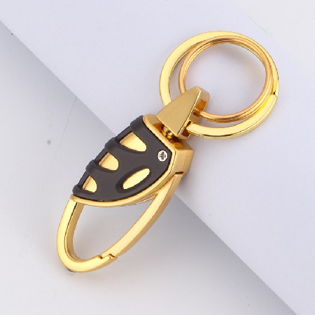 Wholesale of double ring metal keychain leather buckle for men's waist hanging keychain creative car keychain by manufacturers