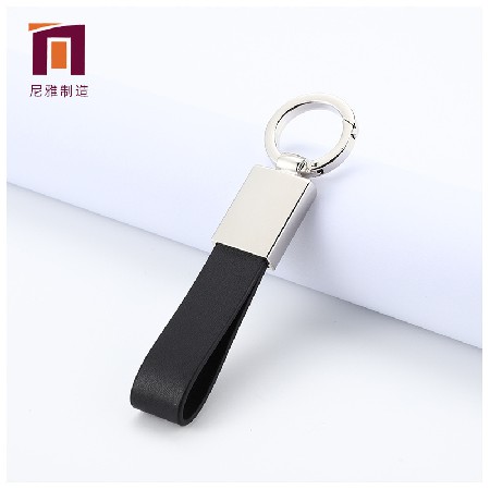 锌合金皮革钥匙扣金属PU皮牛皮钥匙扣 4S店创意车标礼品 挂件