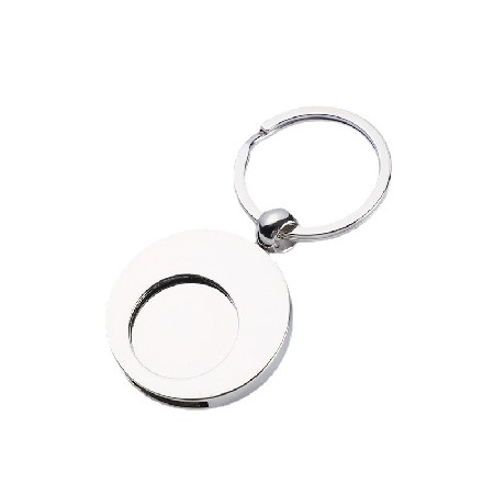 Exquisite and minimalist circular smooth metal keychain token keychain with engraved QR code logo