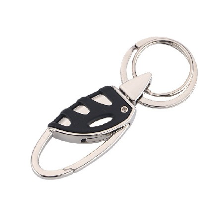 Wholesale of double ring metal keychain leather buckle for men's waist hanging keychain creative car keychain by manufacturers
